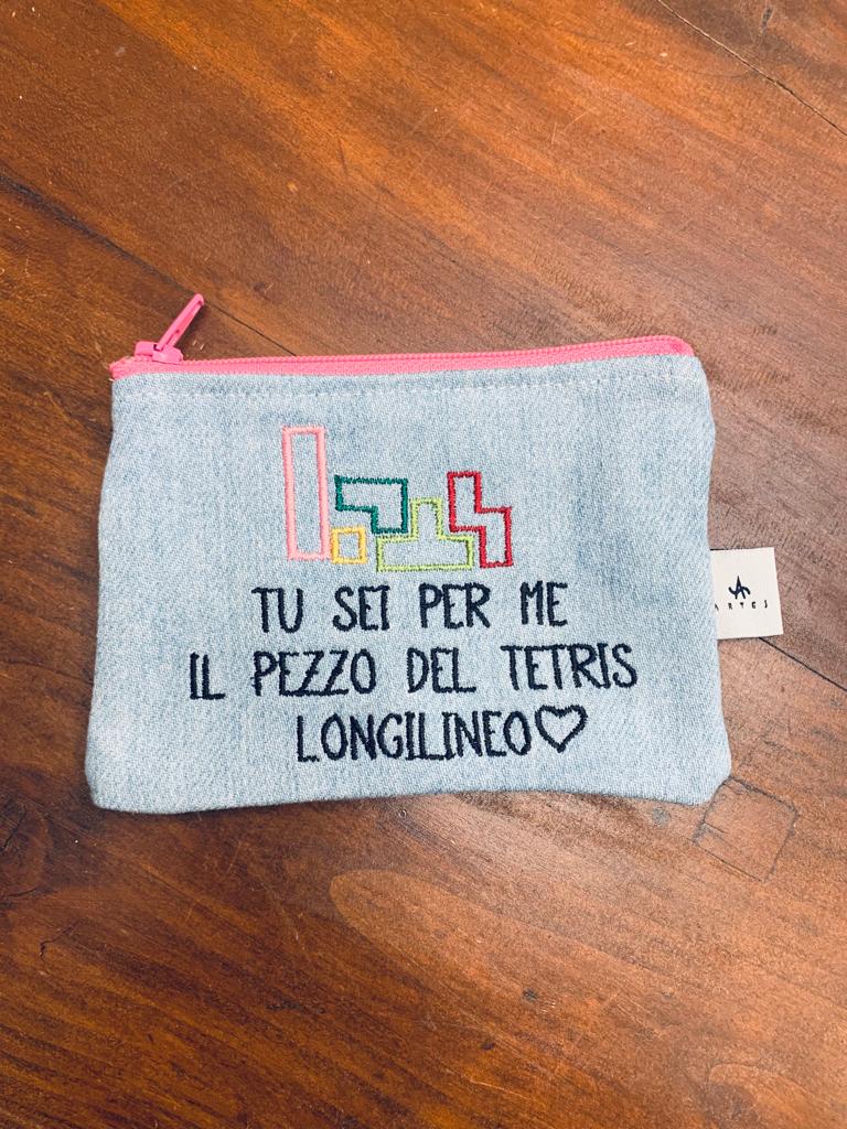 Mini pochette ricamata TETRIS canapa