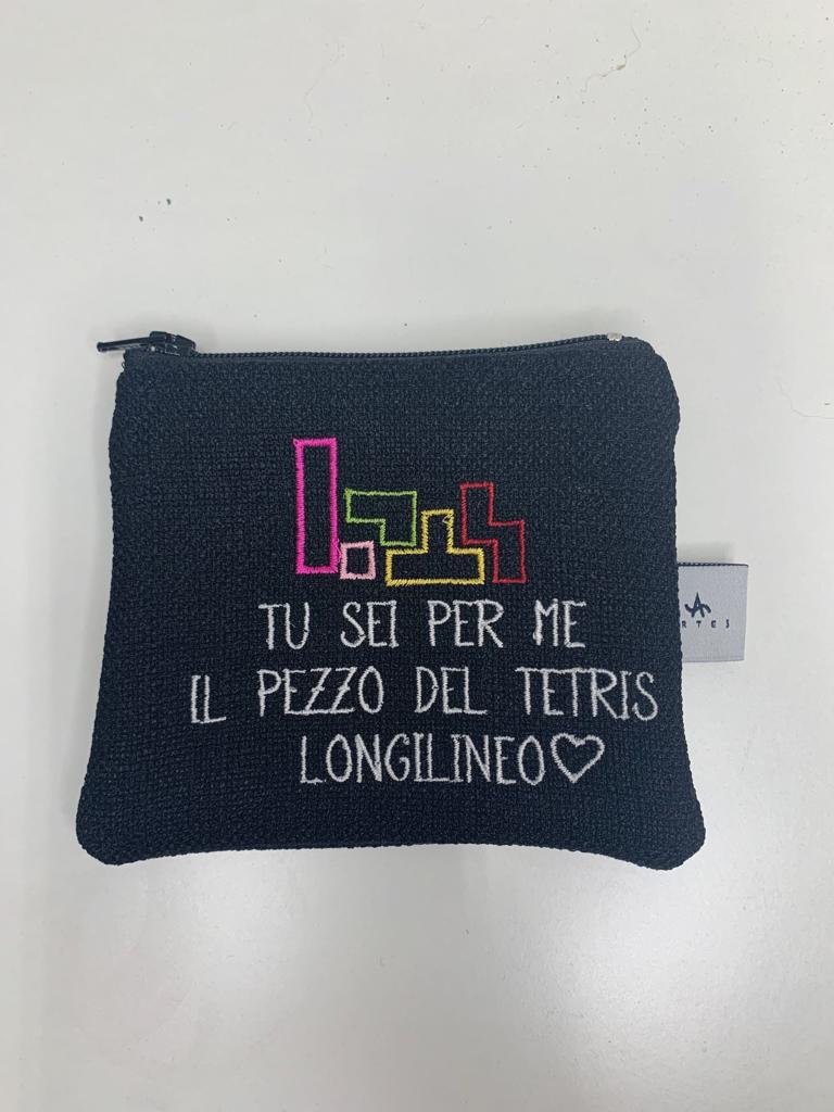 Mini pochette ricamata TETRIS canapa