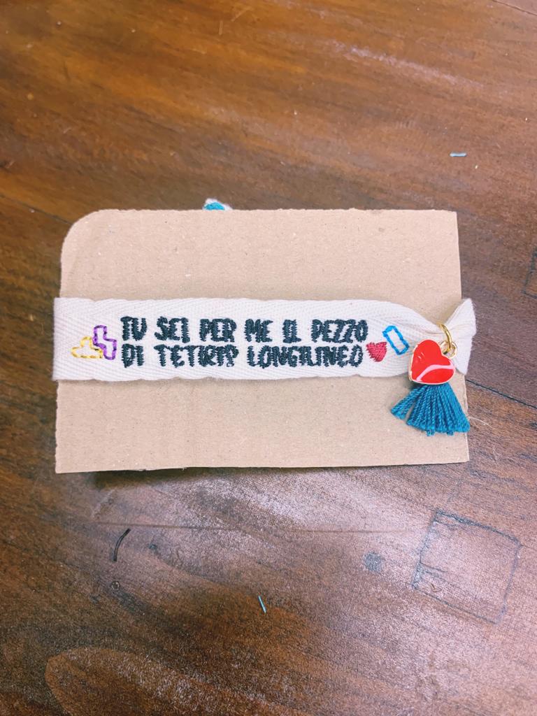 Braccialetto ricamato personalizzato "tu sei per me il pezzo di tetris" con pendenti