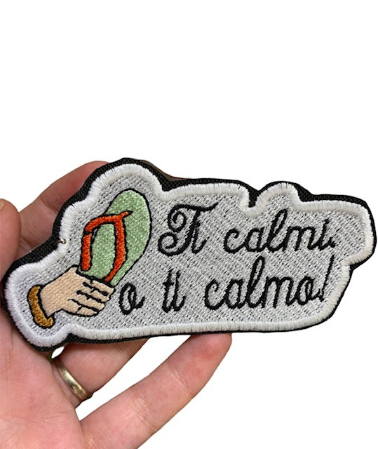 Patch,toppa ricamata termoadesiva, ciabatta della nonna