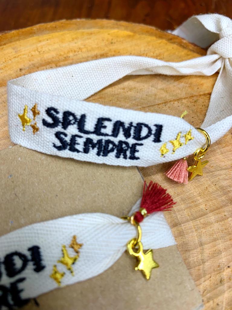 Braccialetto ricamato "splendi sempre"