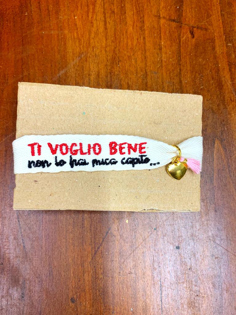 Braccialetto ricamato "ti voglio bene"