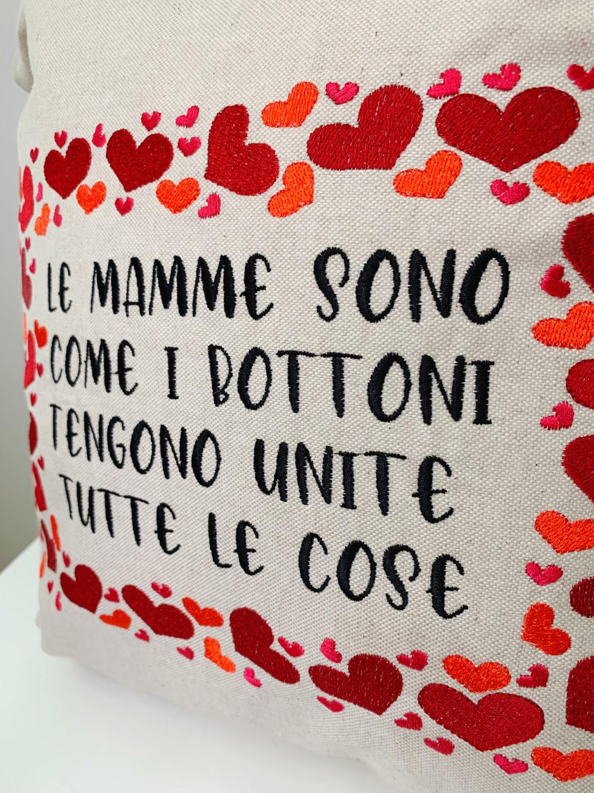 Fodera per cuscino ricamato "le mamme sono come"