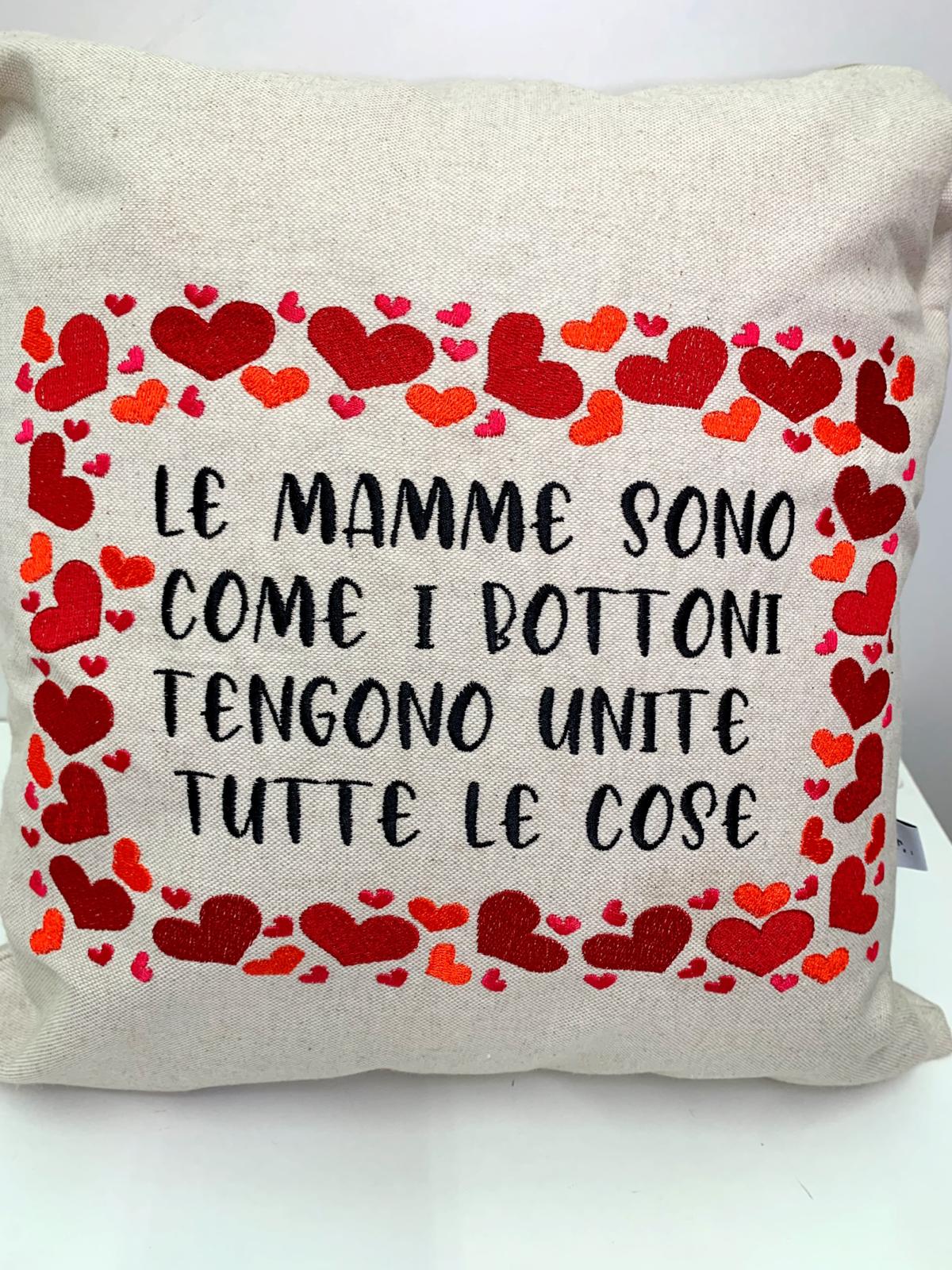 Fodera per cuscino ricamato "le mamme sono come"