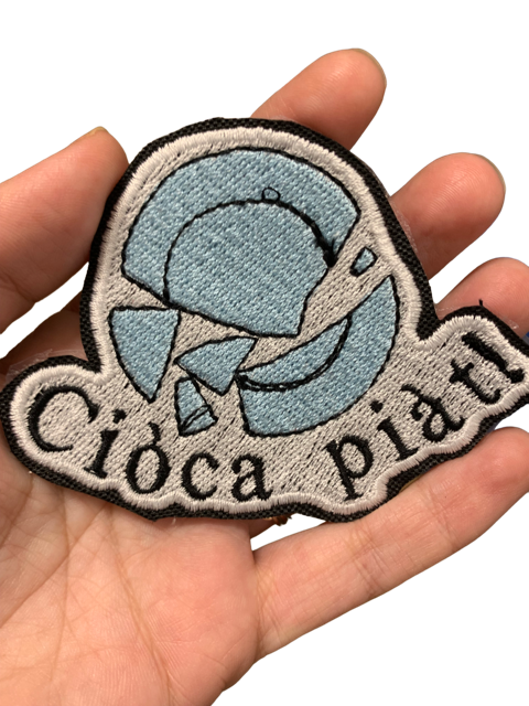 Patch,Toppa ricamata termoadesiva Ciocapiat ,dialetto bolognese.