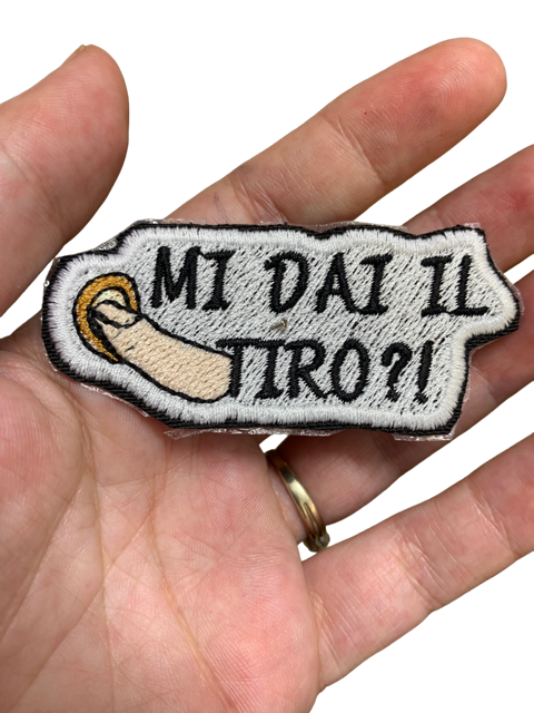 Patch,Toppa ricamata termoadesiva "mi dai il tiro"