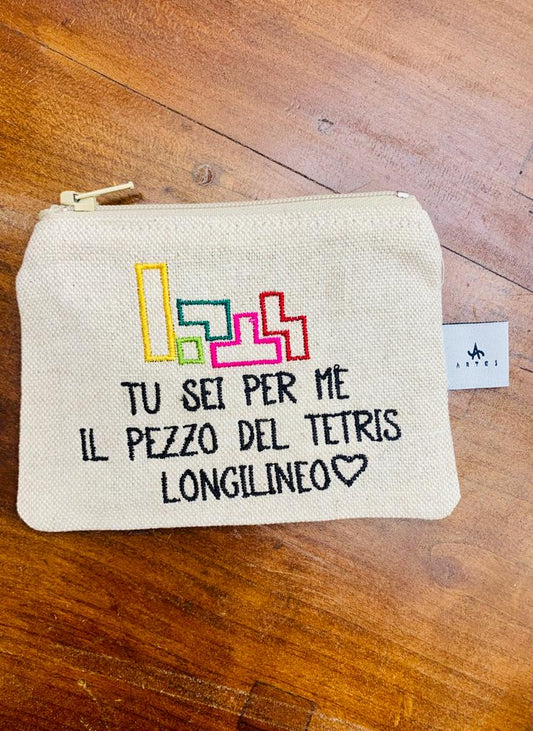 Mini pochette ricamata TETRIS canapa