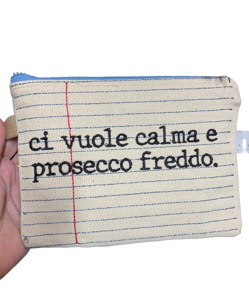 Pochette quaderno ricamata "prosecco"