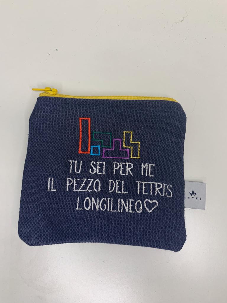 Mini pochette ricamata TETRIS canapa