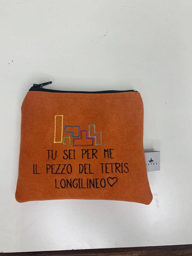 Mini pochette ricamata TETRIS canapa